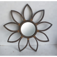 Amazon latest ethnic led mirror decorative flower shape wall mirror designs